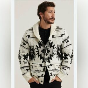 Lucky Brand Men’s M Southwestern Hi Pile Sherpa Lined Shawl Cardigan Sweater